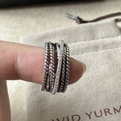 💎David💎Yurman Crossover Ring With Diamonds Size 8