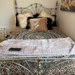 Brushed Nickel Bed w/mattress And Boxspring