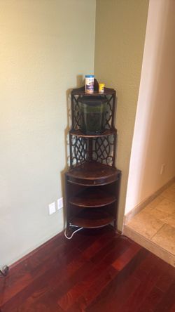 Corner table with small aquarium