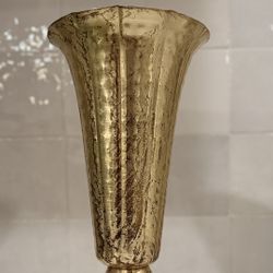 TALL FLUTED VASE DISTRESSED GOLD 