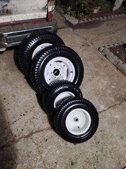 Lawn Mower Wheels with Tires Set of 4