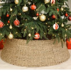 Rocinha 32 in Large Rattan Christmas Tree Collar Basket Base Handcrafted