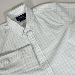 Mizzen Main Leeward Men's XL Trim Fit Blue Plaid Performance Long Sleeve Shirt