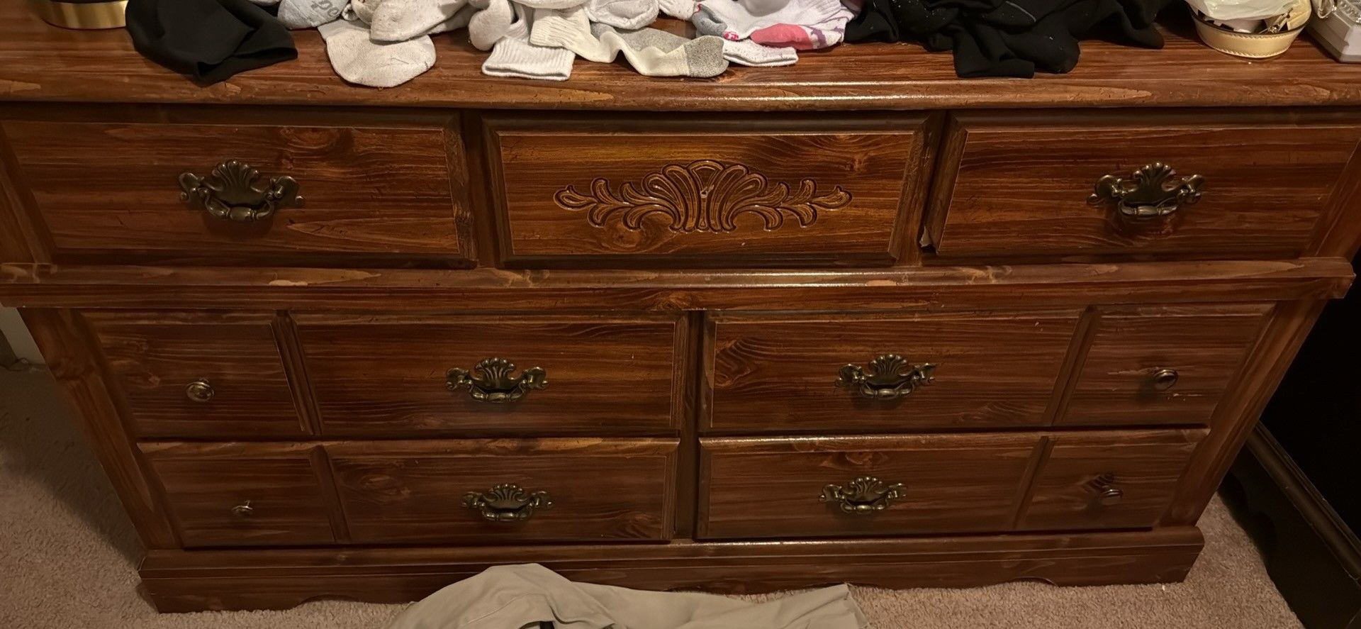 Brown Dresser With Mirror