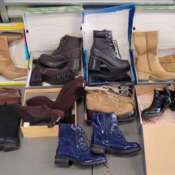 Women's Boots Lot Of 12 Most New,  Some  Lightly Used Skechers- Lugz - Etc