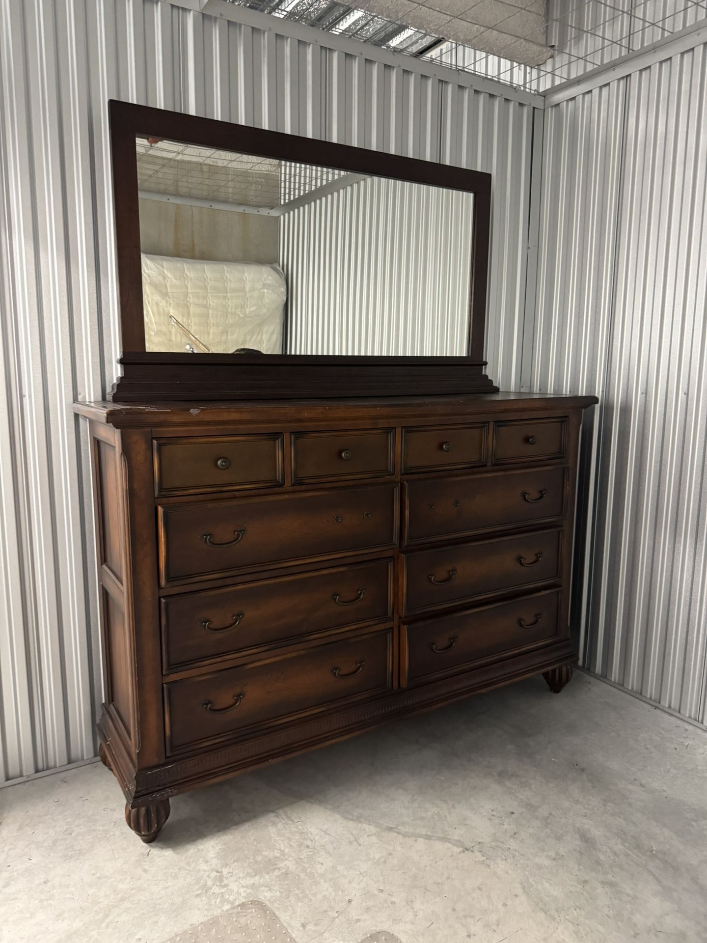 Wood Dresser and Mirror