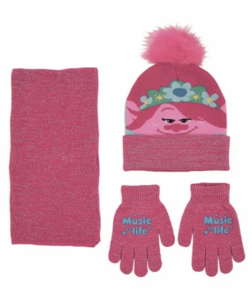 DreamWorks Trolls 3-Piece Hat, Scarf & Gloves Set