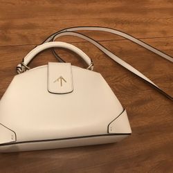 Manu Atelier Demi Web Leather Shoulder Bag Women's White