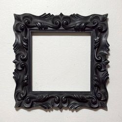 Ornate Black Resin Frame With Scrolling Leaf Carvings Accent Wall Decor Baroque Gothic Victorian Style