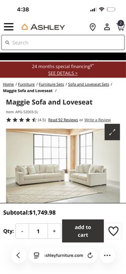 Maggie Sofa and loveseat Ashley furniture