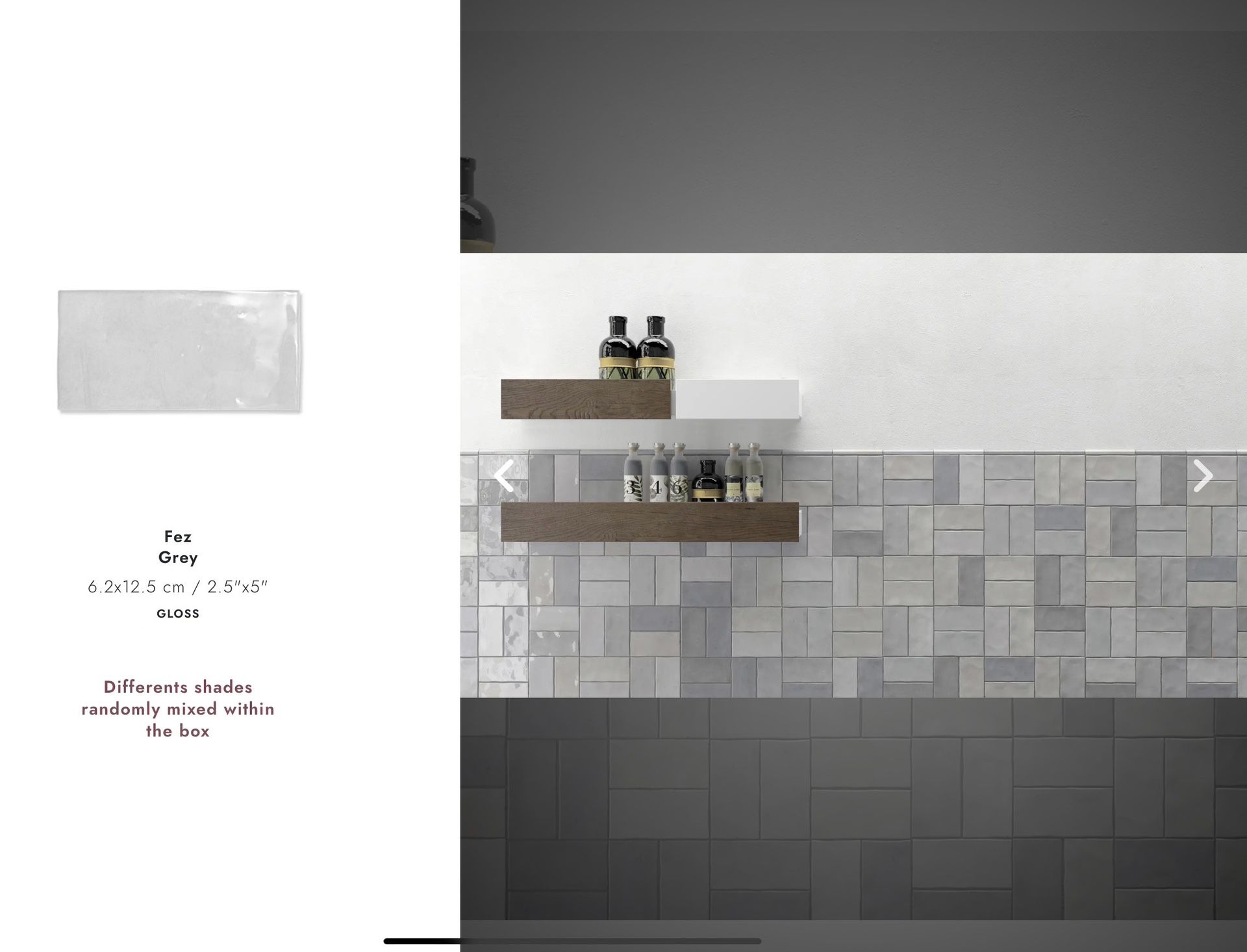WOW Fez Gray Glossy 2.5x5 Tile, 100 SF $879 (500+ SF Available)
