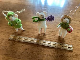 Felted Mice & Bunny Ornaments