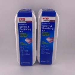 Lot of 2 New sealed ! CVS Health On-The-Go Safety & Sanitizing Kit, 3 CT