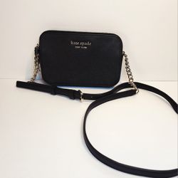 NEW Kate Spade Staci Double Zip Small Black Leather Crossbody NWOT
