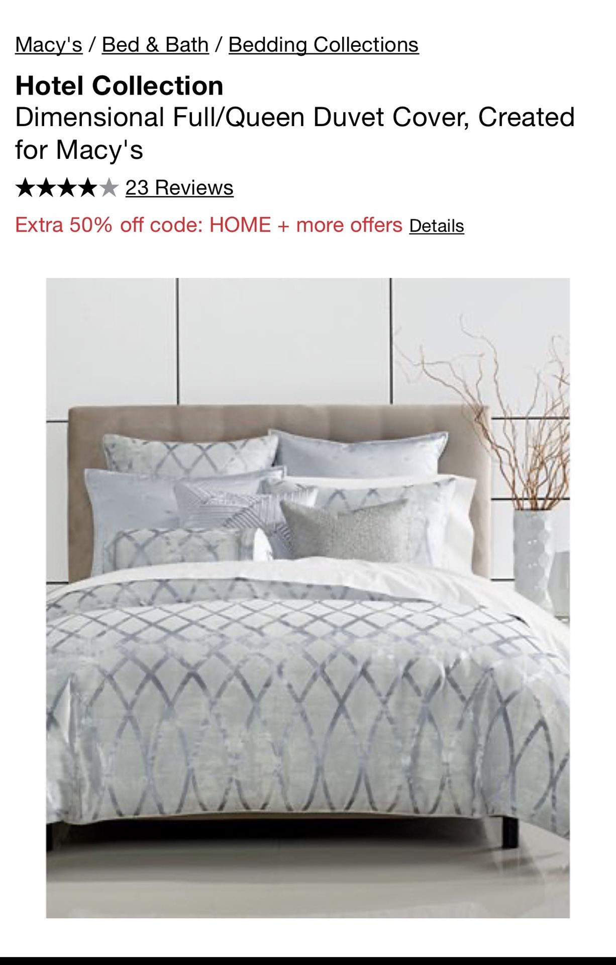 Hotel collection comforter size king $75