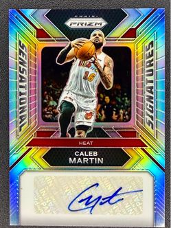 CALEB MARTIN 2023-24 PRIZM SENSATIONAL SILVER HOLO SIGNATURES AUTO #SS-CM HEAT