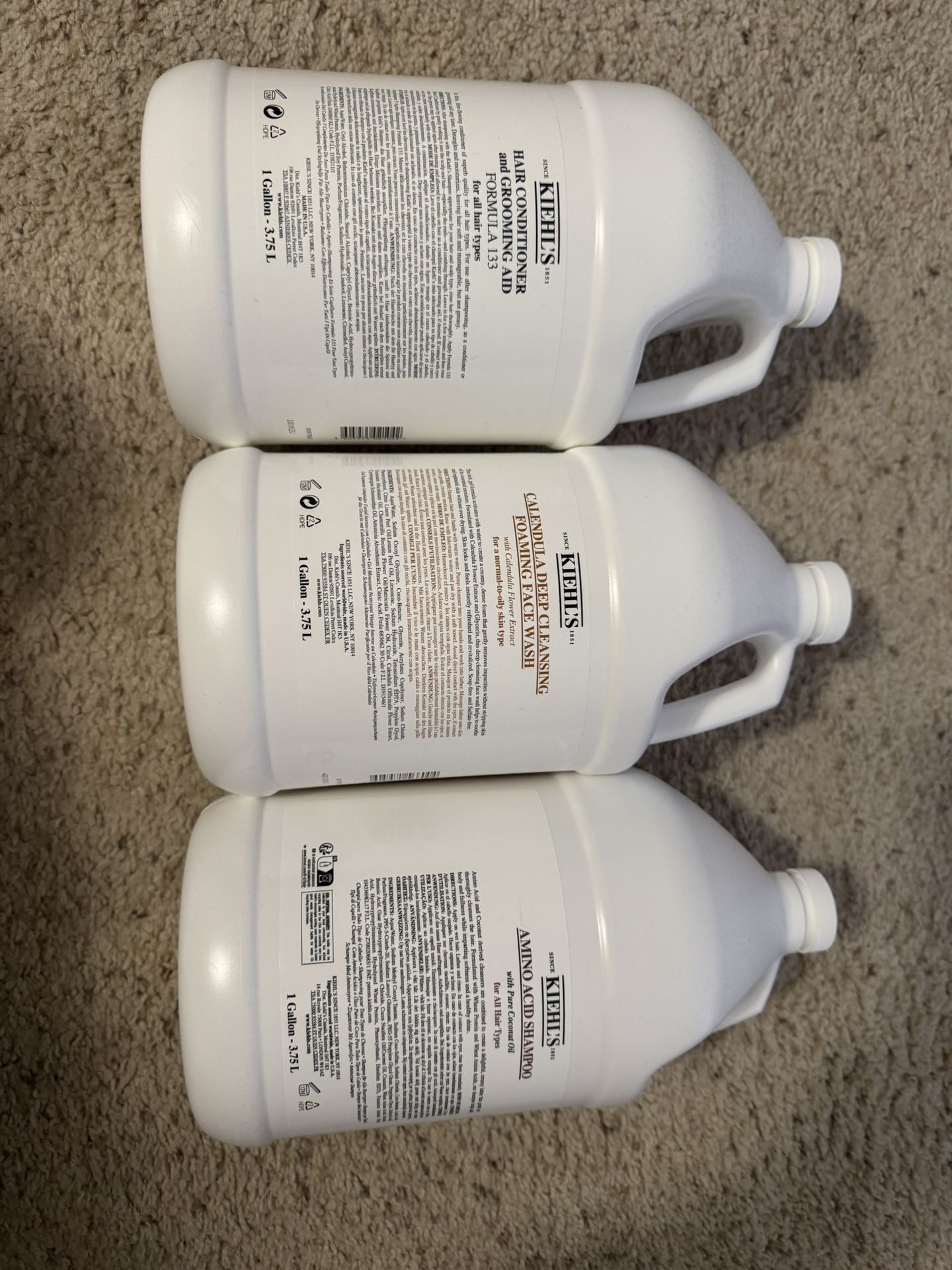 Kiehl’s Gallon (shampoo, conditioner, and face wash) Brand New