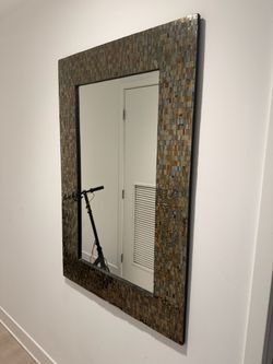 Large Wall Mirror with Mosaic Tile Frame