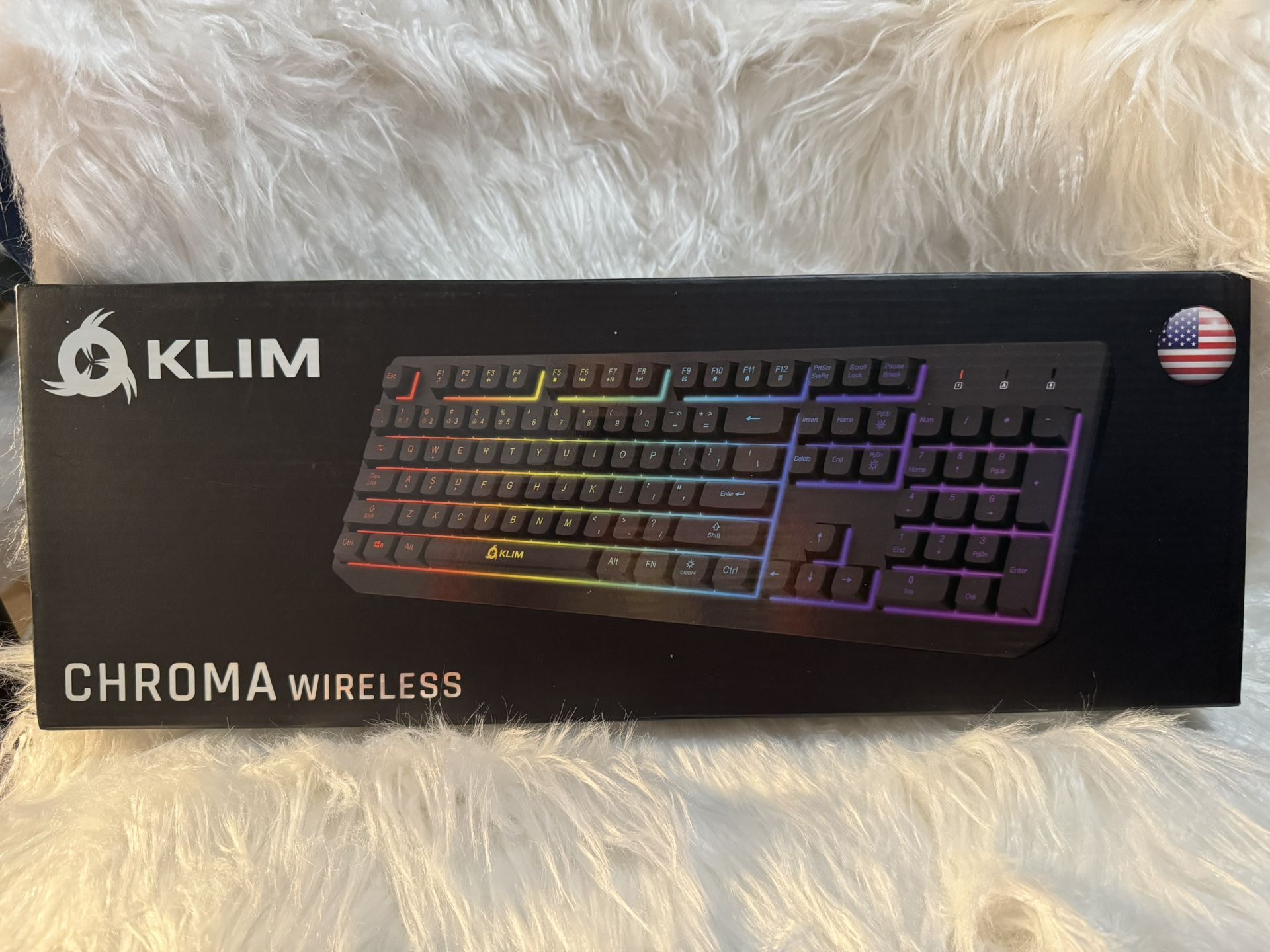KLIM Chroma Wireless Keyboard, RGB Backlit Wireless Keyboard, Rechargeable Battery