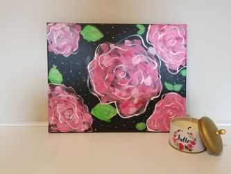 Hand Painted Floral Canvas