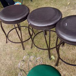 3 Leather Barstools 