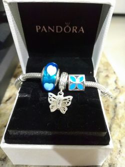 Pandora Blue Murano & Butterflies