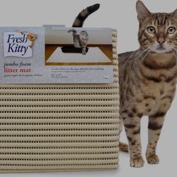 Fresh Kitty Durable XL Jumbo Foam Litter Mat – BPA and Phthalate Free, Water Resistant, Traps Litter from Box, Scatter Control, Easy Clean Mats 40"x25