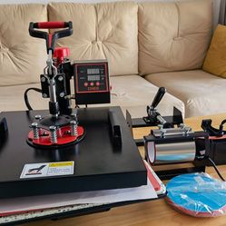 OIIEE Heat Press Machine 5 in 1 Combo Heat Press 15 x 15 Inch Heat Transfer Machine 360-Degree Swing Away Digital Shirt Printing Multi-function Heat T