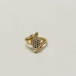 Vintage 10K Yellow Gold 1/4 Carat Diamond Cluster Ring Hallmarked