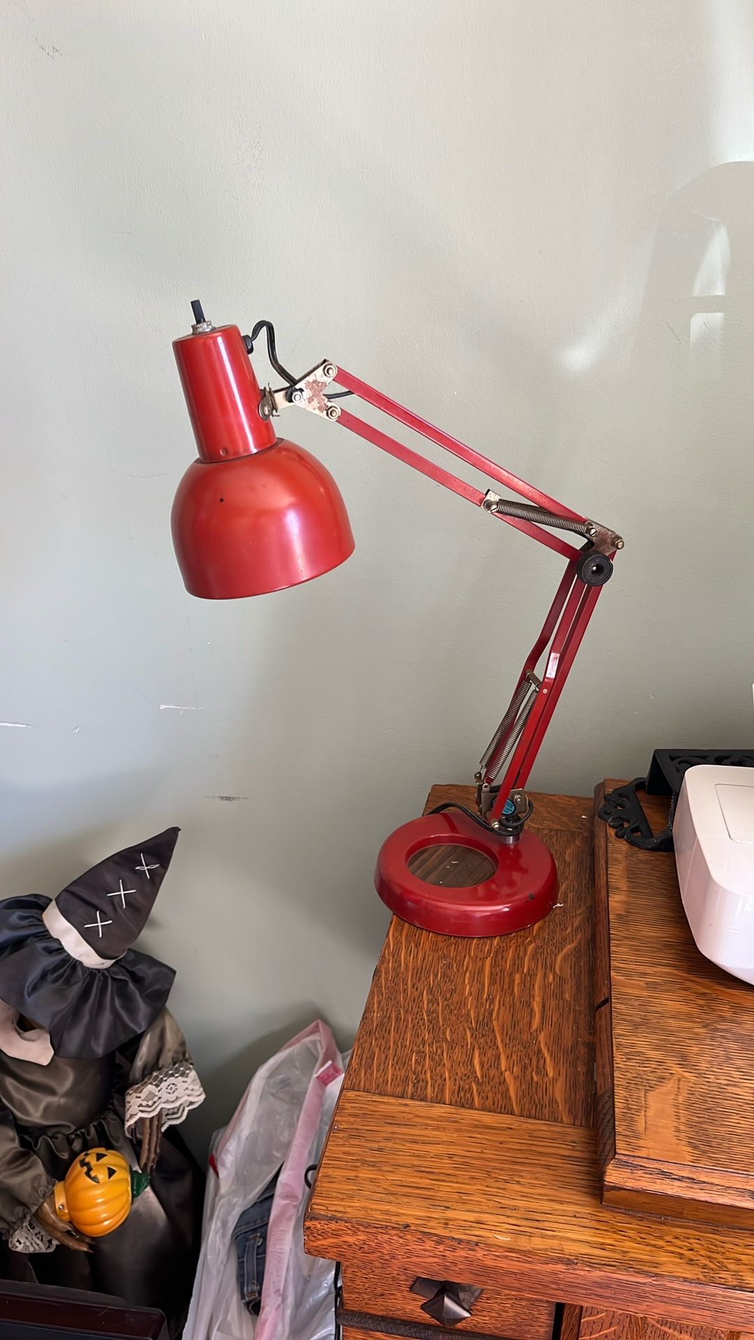 Mid century red Industrial Desk Lamp MCM