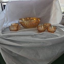 Carnival Glass Egg Nog Set