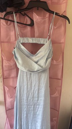 Light Blue Satin Slip Maxi Dress