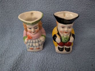 Pair of Mini Toby Jugs (male and female) from Late 1940's