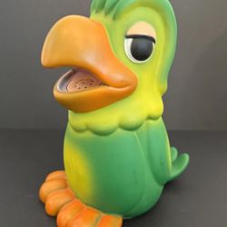 Vintage Talking Rubber Parrot Louro José Tropical Green Bird  Decor Shelf 11"