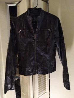 Deb women's Faux leather jacket with rouched texture medium $30