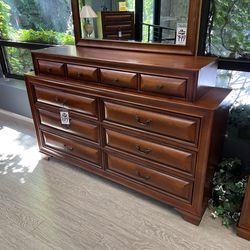 Brown Wood 10 Drawer Dresser - Lincoln 