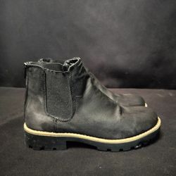 Womens Black Sam Chelsea Faux Swade Esprit Boots (Size 7.5)