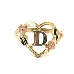 Woman’s Ladies 10k Two Toned Rose Yellow Gold Initial D In a Heart Ring Size 7 GP3130292
