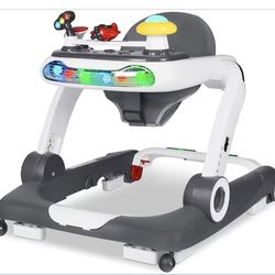 1 Baby Walker, Baby Activity Walker for Toddler, Push Walker w/Adjustable Height Speed, Learning-Seated & Walk-Behind, Infant Walker w/Feeding Tray & 