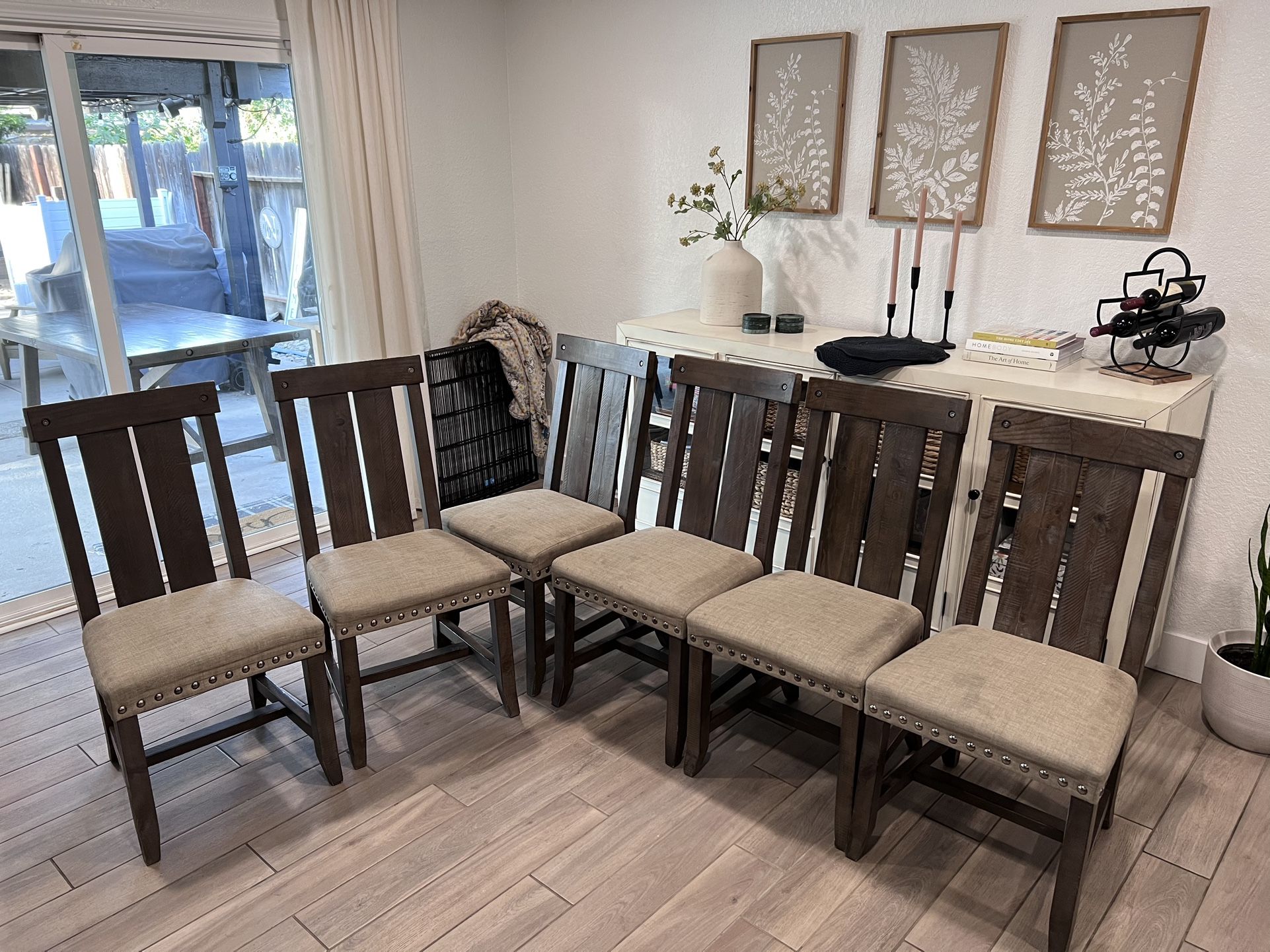 6 Wooden Dining Table Chairs