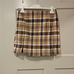 Brown Plaid Mini Skirt