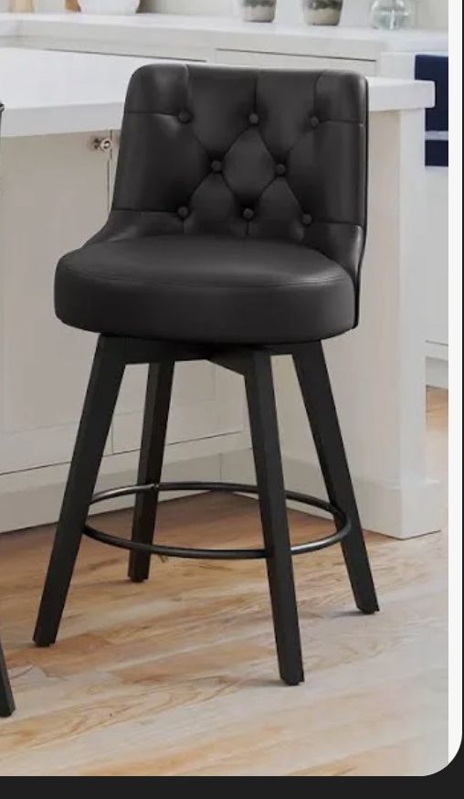 26.0-in H Counter height Upholstered Swivel Wood Bar Stool