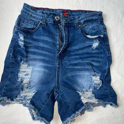 High Waisted Distressed Jean Shorts