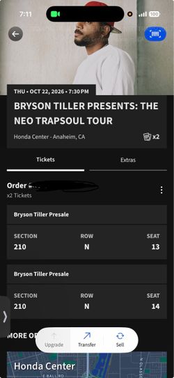 Bryson Tiller Tickets x2 10/22 Honda Center
