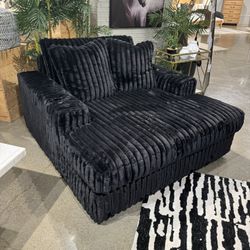 Onyx Jumbo Corduroy Oversized Chaise 2 cup holders USB charging port