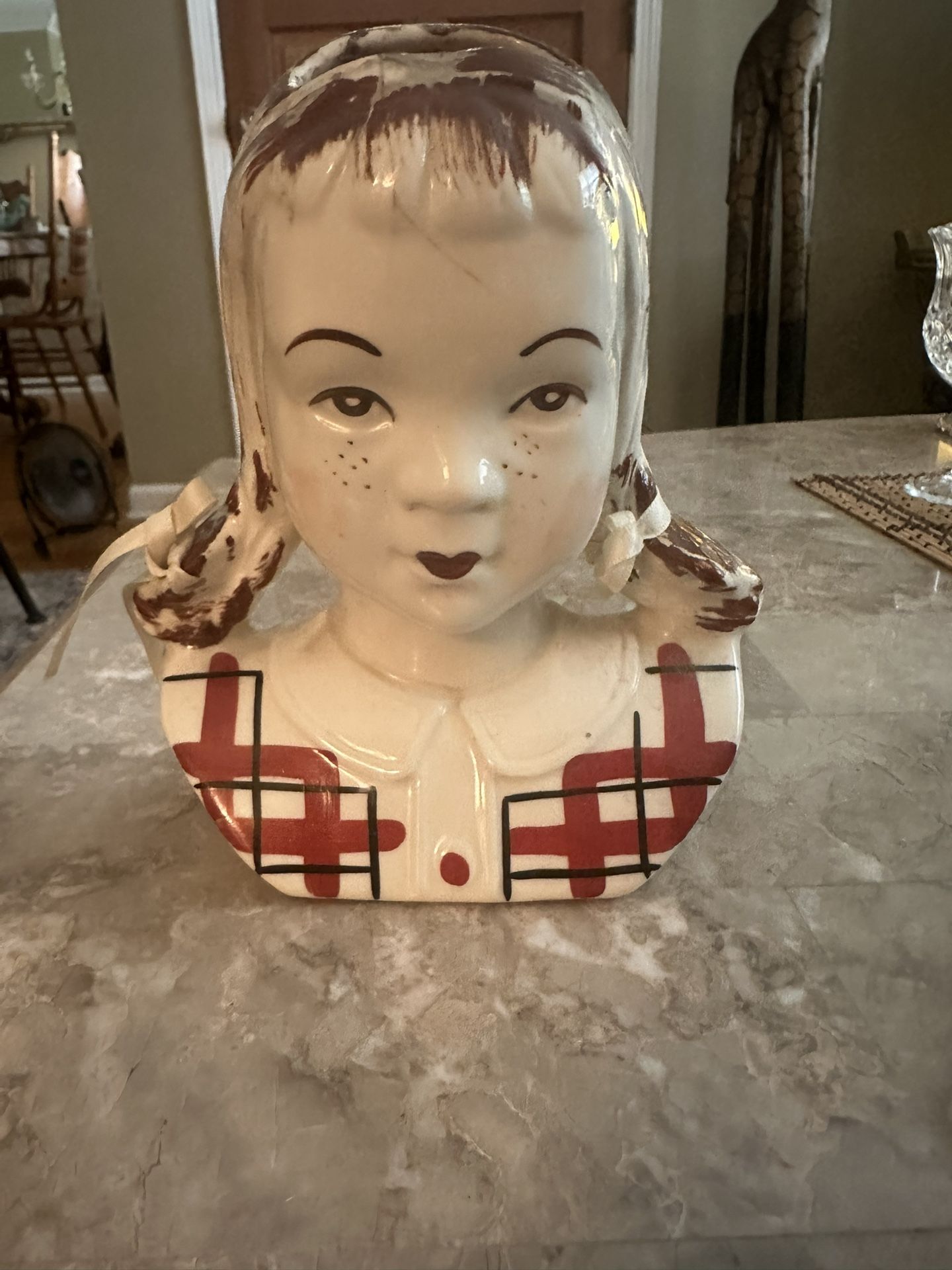Standford Jean Sandy Head Vase Wall Pocket With Pigtails