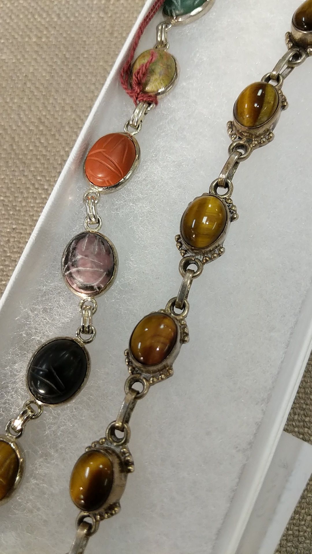 SCARAB OR TIGERS EYE STERLING BRACELET