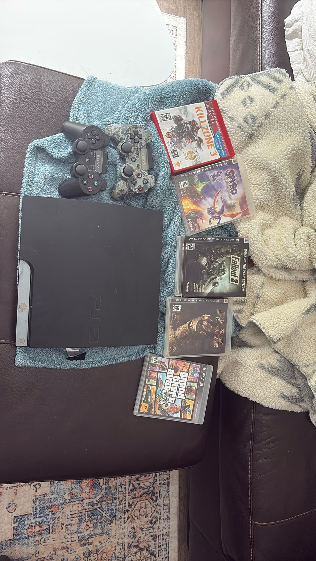 PS3 With Wireless Controllers And Games