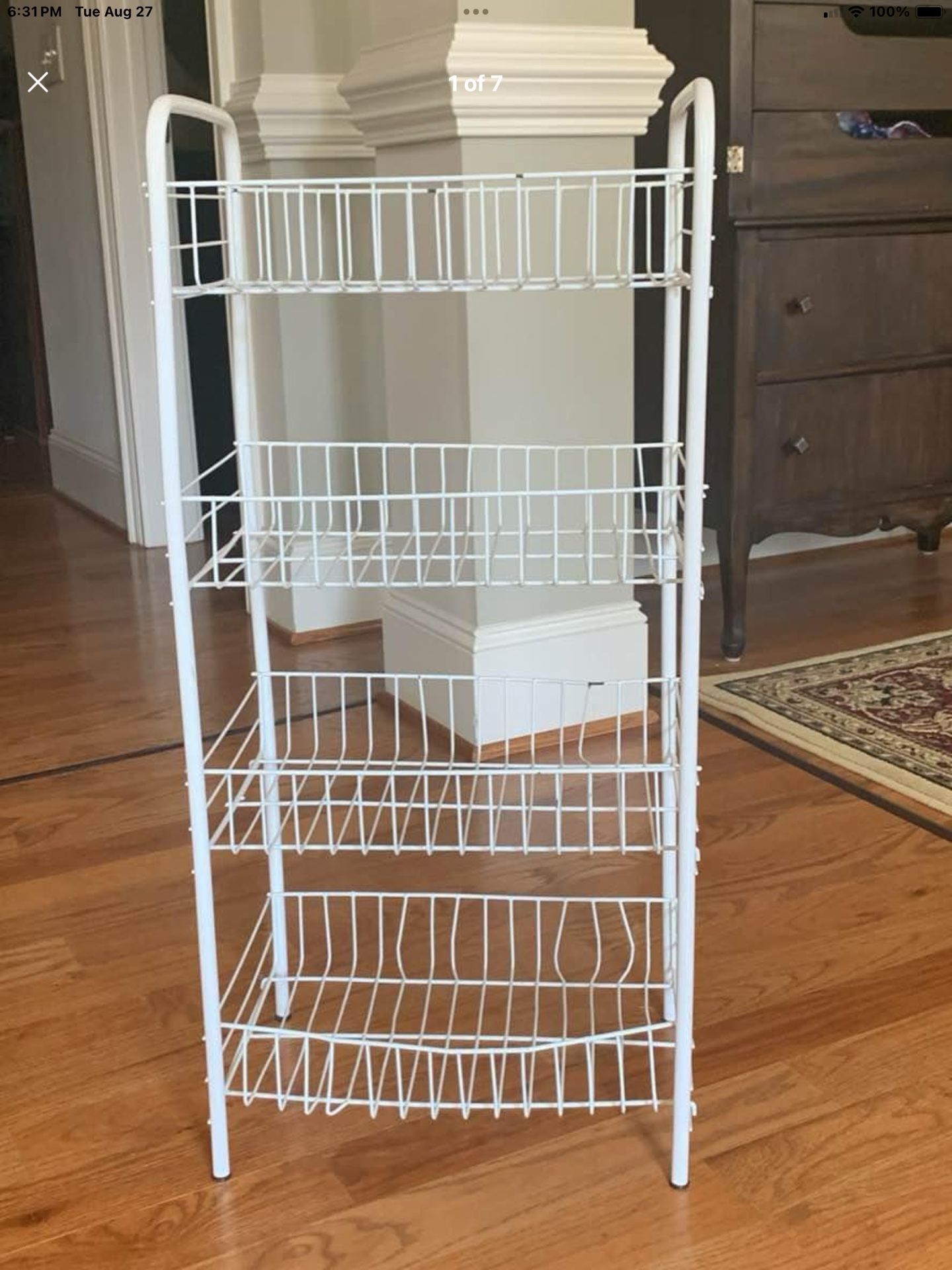 4 Shelf wire rack storage stationary cart stand white small Organizer See pics for measurements