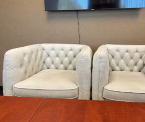 Like New: Living Spaces Tufted Swivel Accent Chairs (Set of 2)